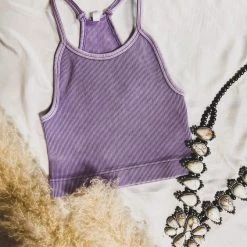 Zenana Clothing Wylie Brami Crop Top In Lavender