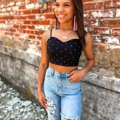 Gypsy Waltz Hearne Rhinestone Top In Black