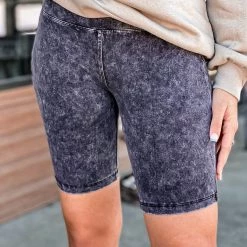 Zenana Temple Vintage Washed Biker Shorts