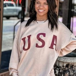 Zenana New Texas City USA Sweatshirt In Dusty Blush 14 Zenana New Texas City USA Sweatshirt In Dusty Blush