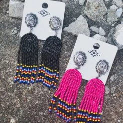 Gypsy Waltz Jewelry Gilmer Beaded Fringe Earrings (2 Colors)