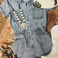 Gypsy Waltz Fifth Street Denim Romper Clothing