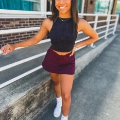 Gypsy Waltz Hallsville Athletic Skirt In Maroon New