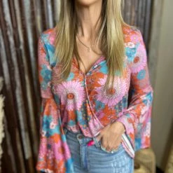 Gypsy Waltz Plum Grove Retro Floral Body Suit