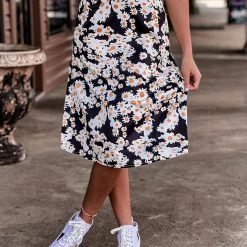 Gypsy Waltz Clothing Flower Mound Floral Midi-Skirt
