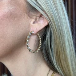 Gypsy Waltz Italy Rhinestone Hoop Earrings Jewelry