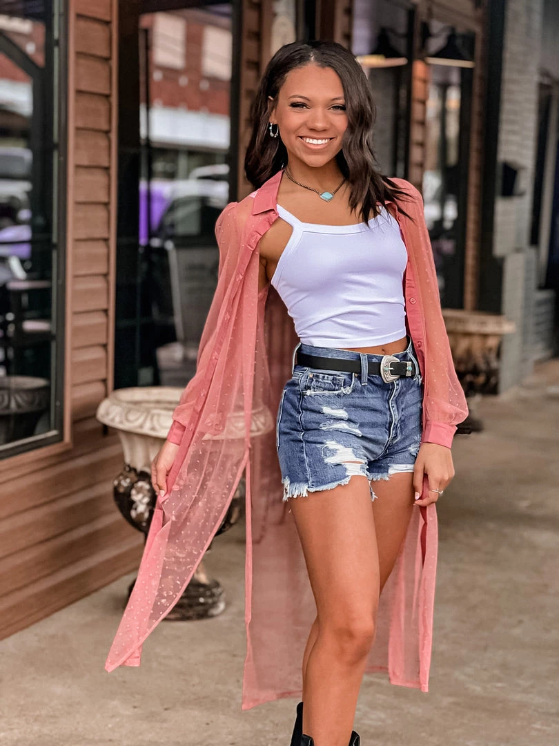 Gypsy Waltz Little Elm Mesh Swiss Dot Button Up Top Clothing 9 Gypsy Waltz Little Elm Mesh Swiss Dot Button Up Top Clothing