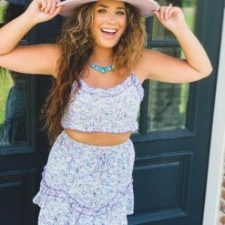 Gypsy Waltz Garland Two Piece Set In Lavender