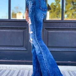 GJG Clothing The Daisetta Bell Bottoms In Dark Wash