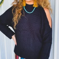 Miss Sparkling Clothing The Tioga Sweater In Black 17 Miss Sparkling Clothing The Tioga Sweater In Black