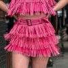 Gypsy Waltz Clothing Miami Rhinestone Fringe Skort In Pink