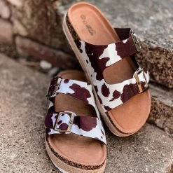Shoe Shoe Train Stafford Cow Print Sandals (7-11)