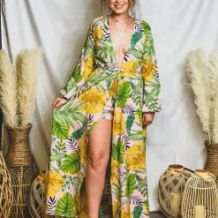 Gypsy Waltz Edgewater Tropical Maxi Romper Clothing