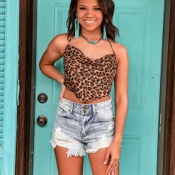 Gypsy Waltz Clothing Lipan Satin Leopard Print Top