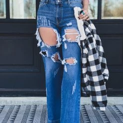 Uniq Inc The Bandera Wide Leg Pant In Dark Wash Clearance