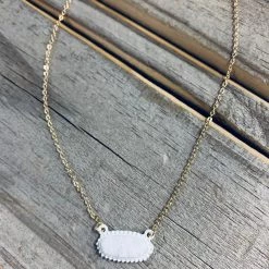 Bosuk Jewelry DAILY DEAL White Druzy Stone Ncklce
