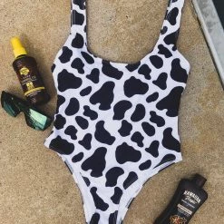 Gypsy Waltz Lake City Cow Print One Piece Bathing Suit Clothing