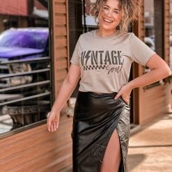 Gypsy Waltz Marion Black Leather Skirt Clothing