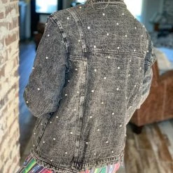BIBI The Arlington Rhinestone Denim Jacket In Black