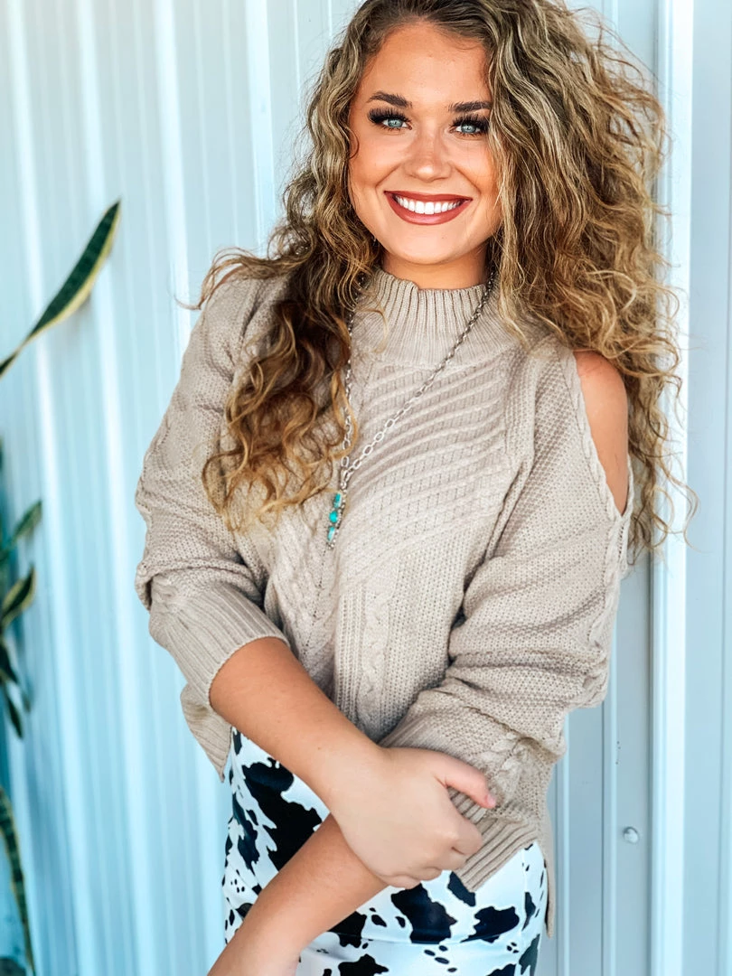 Miss Sparkling The Tioga Sweater In Taupe Clothing 3 Miss Sparkling The Tioga Sweater In Taupe Clothing