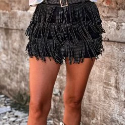 Gypsy Waltz Miami Rhinestone Fringe Skort In Black New 15 Gypsy Waltz Miami Rhinestone Fringe Skort In Black New
