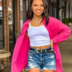 Gypsy Waltz Henrietta Pink Sheer Button Up Top