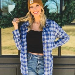 La Mel The Rowlett Flannel In Cobalt Blue Clearance