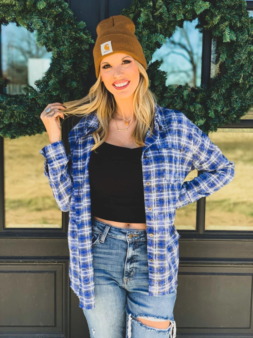 La Mel The Rowlett Flannel In Cobalt Blue Clearance 3 La Mel The Rowlett Flannel In Cobalt Blue Clearance