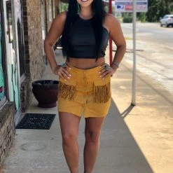 Gypsy Waltz Tuscola Mustard Suede Skirt 8 Gypsy Waltz Tuscola Mustard Suede Skirt