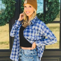 La Mel The Rowlett Flannel In Cobalt Blue Clearance 15 La Mel The Rowlett Flannel In Cobalt Blue Clearance