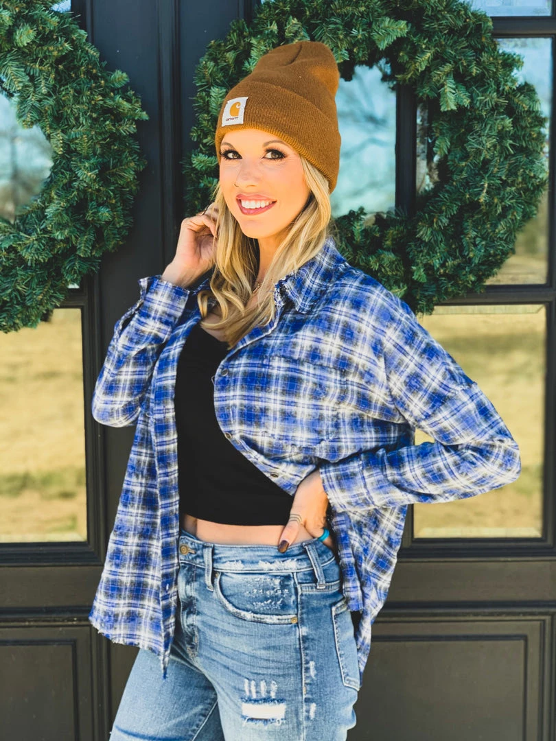 La Mel The Rowlett Flannel In Cobalt Blue Clearance 5 La Mel The Rowlett Flannel In Cobalt Blue Clearance