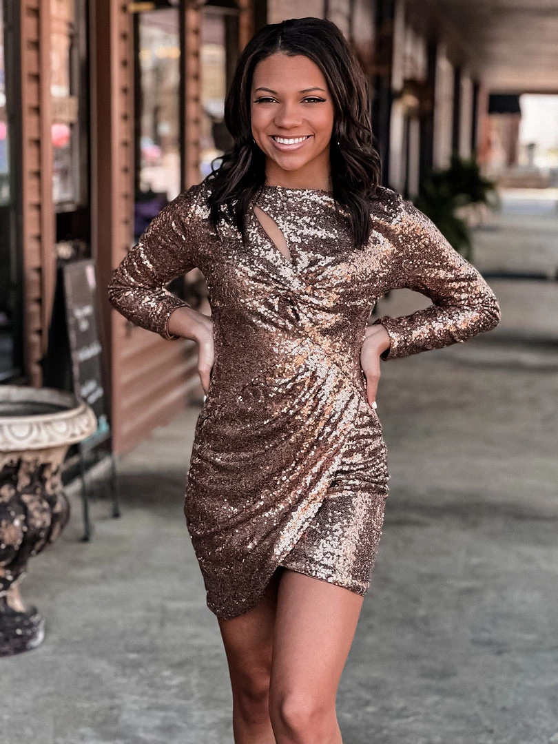 Gypsy Waltz Kirby Rose Gold Sequin Dress Clothing 7 Gypsy Waltz Kirby Rose Gold Sequin Dress Clothing