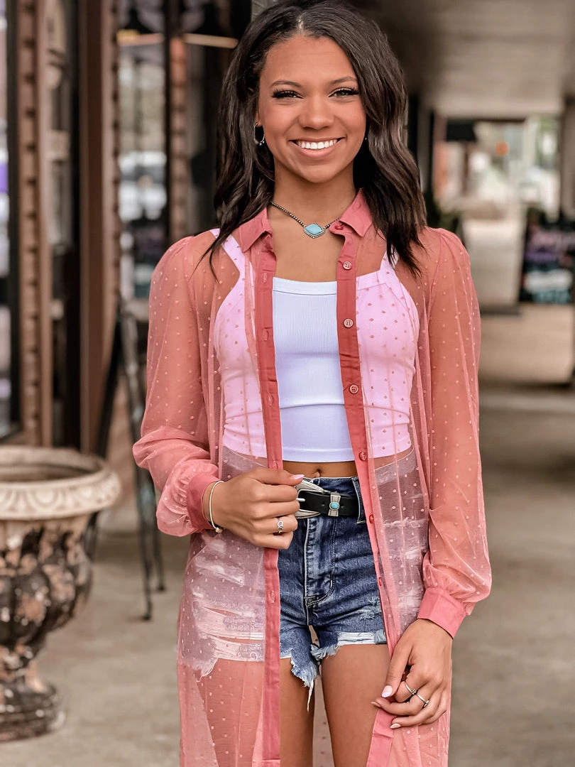 Gypsy Waltz Little Elm Mesh Swiss Dot Button Up Top Clothing 10 Gypsy Waltz Little Elm Mesh Swiss Dot Button Up Top Clothing