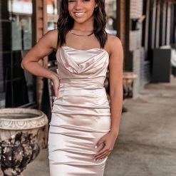 Gypsy Waltz Marshall Champagne Satin Dress 14 Gypsy Waltz Marshall Champagne Satin Dress