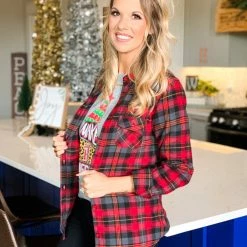 Blue Age DAILY DEAL Red/Grey Plaid Flannel