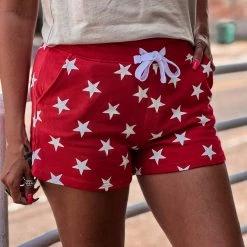 Gypsy Waltz Rotan Star Lounge Shorts In Red Clothing