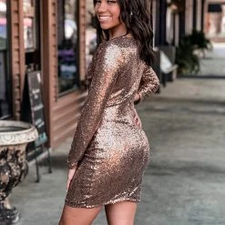 Gypsy Waltz Kirby Rose Gold Sequin Dress Clothing 12 Gypsy Waltz Kirby Rose Gold Sequin Dress Clothing