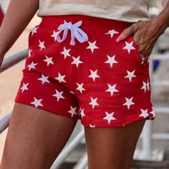 Gypsy Waltz Rotan Star Lounge Shorts In Red Clothing