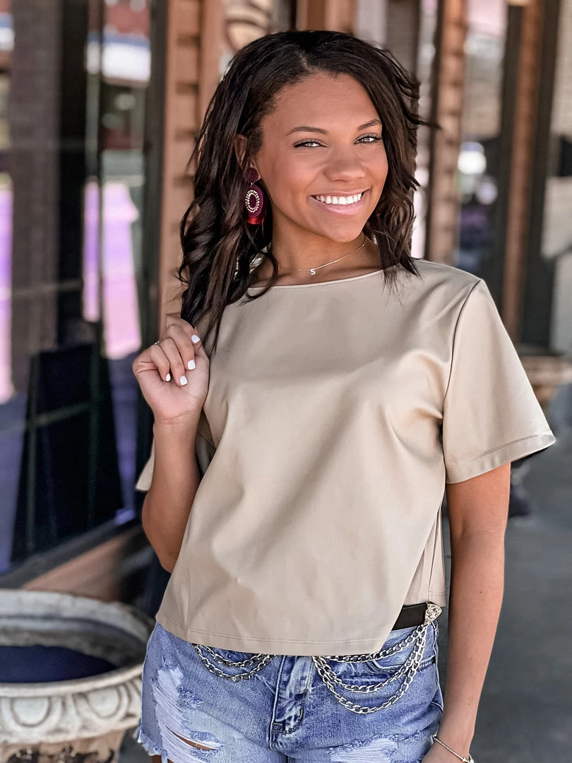 Gypsy Waltz Everman Leather Top In Taupe 4 Gypsy Waltz Everman Leather Top In Taupe