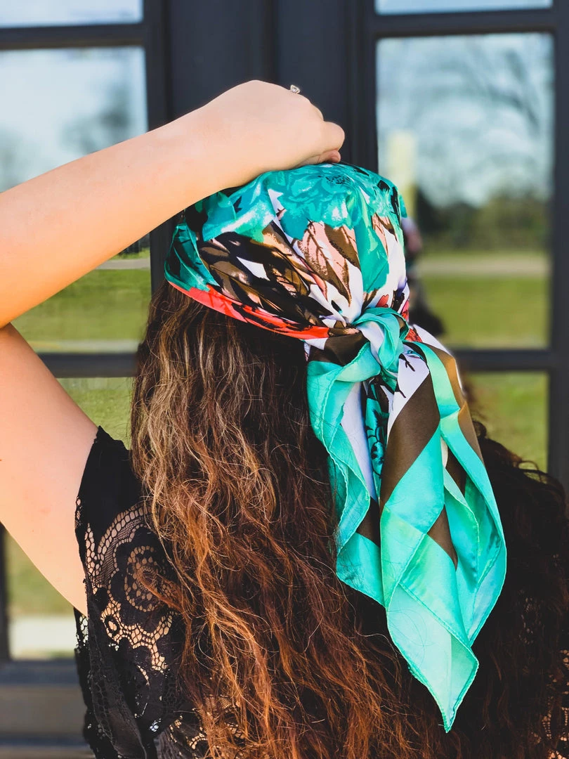 Gypsy Waltz Accessories Florence Wild Rag Head Scarf In Turquoise 3 Gypsy Waltz Accessories Florence Wild Rag Head Scarf In Turquoise