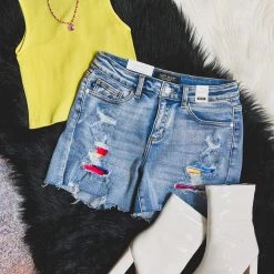 Macoma Btq Clothing Wilson Judy Blue Serape Patch Shorts