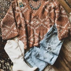 HYFYVE SCREENBUSTER Aztec Knit Sweater In Camel