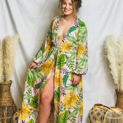 Gypsy Waltz Edgewater Tropical Maxi Romper Clothing