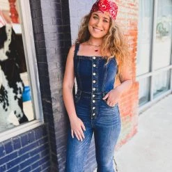 Gypsy Waltz New Rollingwood Button Down Denim Jumpsuit