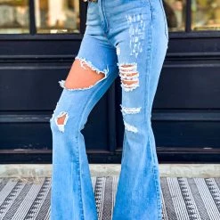 GJG Clothing The Daisetta Bell Bottoms In Light Wash