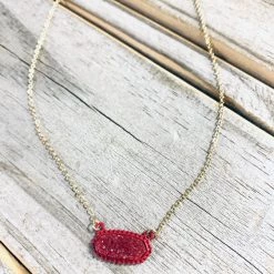 Bosuk Jewelry Special Daily Deals DAILY DEAL Red Druzy Stone Ncklce