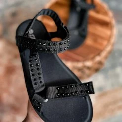 Dayday Fashion Seymour Studded Sandals In Black Shoes