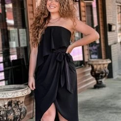 Gypsy Waltz Clothing Pecan Hill Wrap Dress In Black