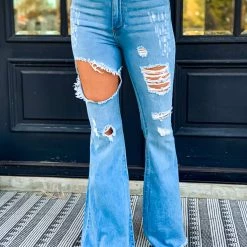 GJG Clothing The Daisetta Bell Bottoms In Light Wash