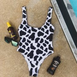 Gypsy Waltz Lake City Cow Print One Piece Bathing Suit Clothing
